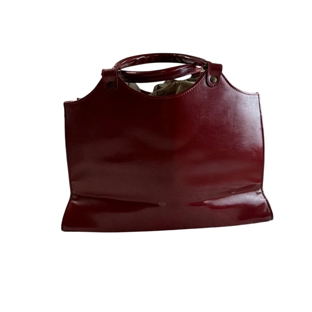 Vtg Burgundy Floral Etched Satchel Handbag Oxblood Bag Cottaecore Dark Academia